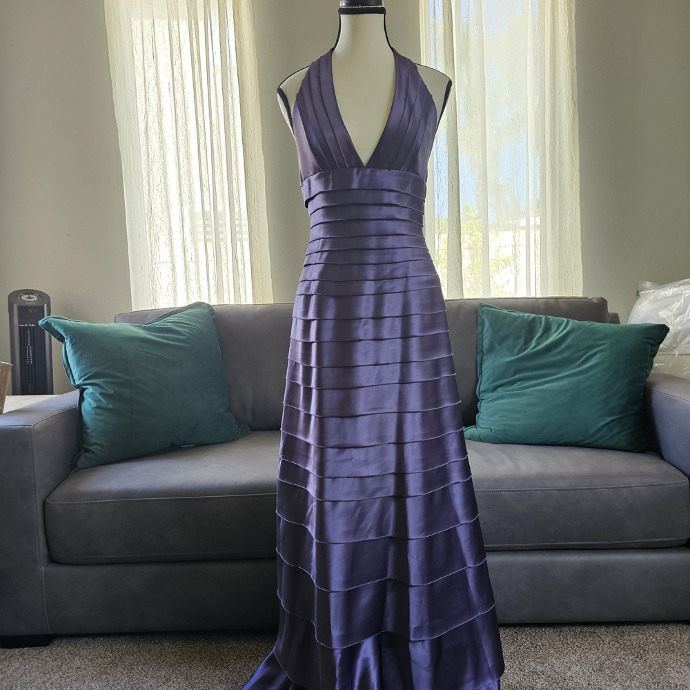 BCBGMaxAzria Deep Purple Backless Gown